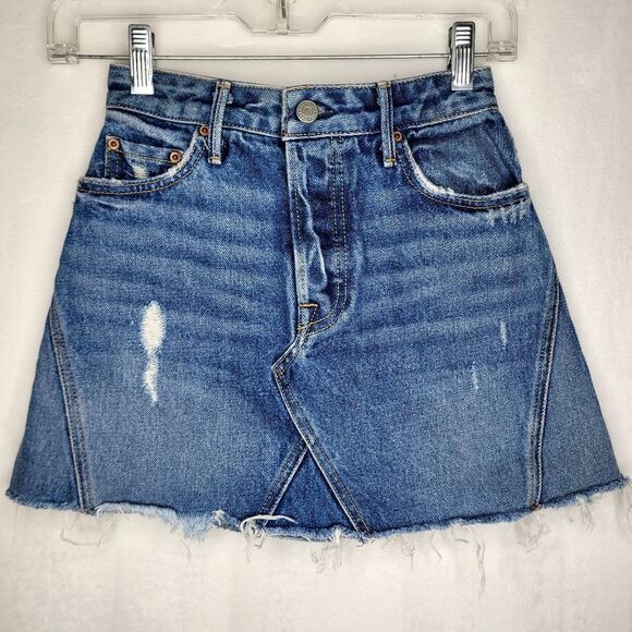 GRLFRND Eva Distressed Mini Skirt Size 23 - Picture 1 of 6